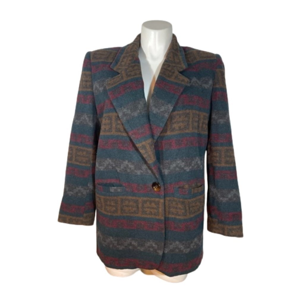 Braetan Vintage Southwestern Wool Blend Blazer Jacket L Aztec Western